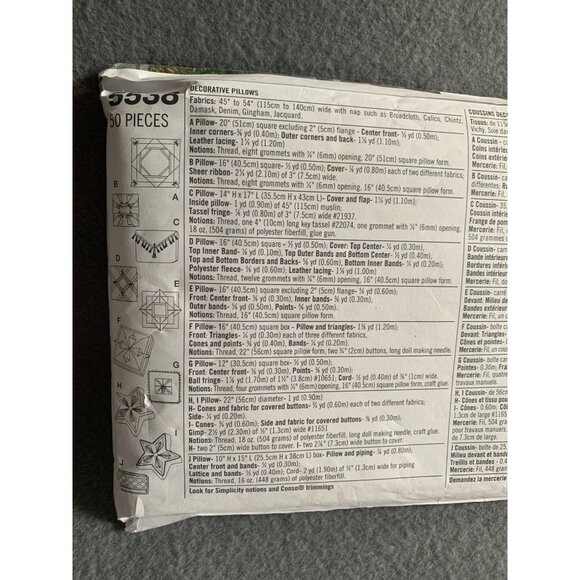 Simplicity Decorative Pillows Sewing Pattern 5538 - uncut - Picture 4 of 5